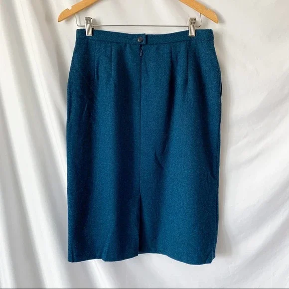 Pendleton Vintage 100% Virgin Wool Blue Midi Pencil Skirt Size 12P - Picture 5 of 12
